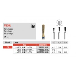 FV830L-FG Fresa diamantada en forma de pera larga