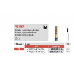 GV835KR-FG Fresa diamantada en forma de cilindro canto redondeado