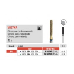 V837KR-FG Fresa diamantada con forma de cilindro canto redondeado