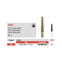 V848-FG Fresa diamantada en forma de cono punta plana