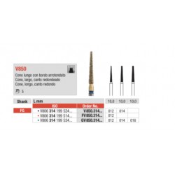 GV850-FG Fresa diamantada en forma de cono largo canto redondeado
