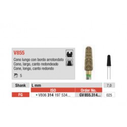 GV855-FG Fresa diamantada en forma de cono largo canto redondeado