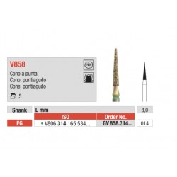 GV858-FG Fresa diamantada en forma de cono puntiagudo