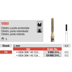 V880-FG Fresa diamantada en forma cilindro punta redonda