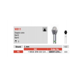 W812-FG Fresa diamantada WHITE TIGER en forma de barril