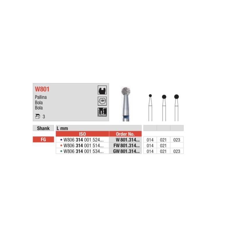 W801-FG Fresa diamantada WHITE TIGER  en forma de bola