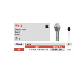 W811-FG Fresa diamantada WHITE TIGER en forma de barril