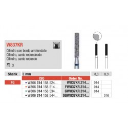 GW837KR-FG Fresa diamantada WHITE TIGER en forma de cilindro canto redondeado