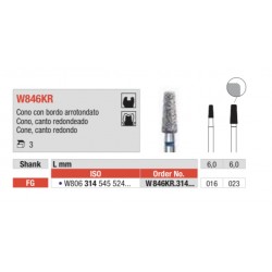 W846KR-FG Fresa diamantada WHITE TIGER en forma de cilindro cono canto redondeado