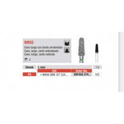W855-FG Fresa diamantada WHITE TIGER en forma de cono largo canto redondeado