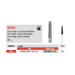 W856L-FG Fresa diamantada WHITE TIGER en forma de cono largo punta redondeado