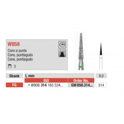 W858-FG Fresa diamantada WHITE TIGER en forma de cono puntiagudo