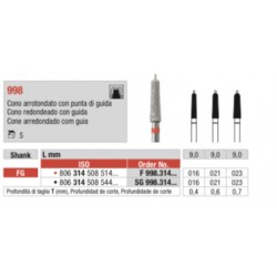 SG-998-FG Fresa diamantada grano super grueso  con forma de cono redondeado con guia