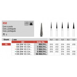 SG858-FG Fresa diamantada grano súper grueso en forma de cono acabado en punta
