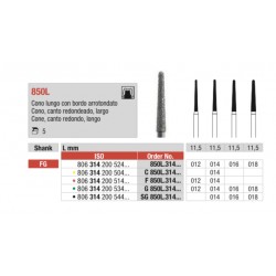 SG850L-FG Fresa diamantada grano súper grueso en forma de cono largo con canto redondo