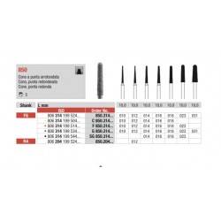 SG850-FG Fresa diamantada grano súper grueso en forma de cono con punta redondeada