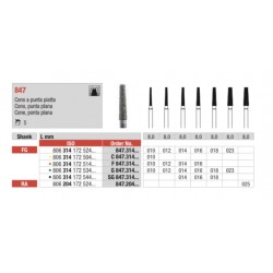 SG847-FG Fresa diamantada grano súper grueso en forma de cono y punta plana