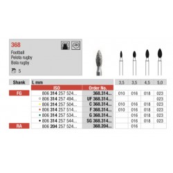 SG368-FG Fresa diamantada grano súper grueso   con forma de balón de rugby.