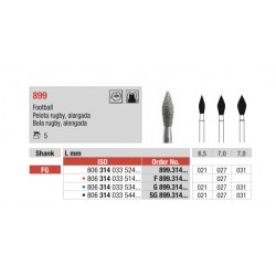 G899-FG Fresa diamantada grano grueso  con forma de balon de rugby alargado