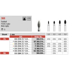 C368-FG Fresa diamantada grano súper  fino  con forma de balón de rugby.