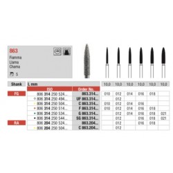 F863-FG Fresa diamantada grano fino  en forma de llama