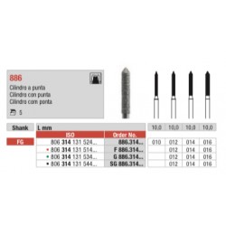 F886-FG Fresa diamanda  grano fino con forma de cilindro con punta
