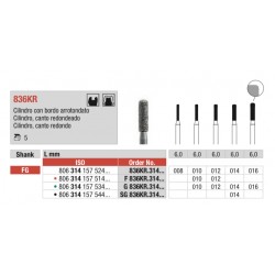 G836KR-FG Fresa diamantada grano grueso cilindrica  con canto redondo