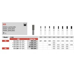 G835-FG Fresa diamantada grano grueso. Cilindrica con punta plana