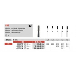 G838-FG Fresa diamantada grano grueso cilindro canto redondeado para cavidades