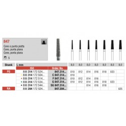 G847-FG Fresa diamantada grano grueso en forma de cono con punta plana