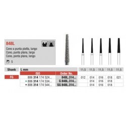 G848L-FG Fresa diamantada grano grueso forma de cono con punta plana y larga