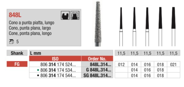 G848L-FG Fresa diamantada...