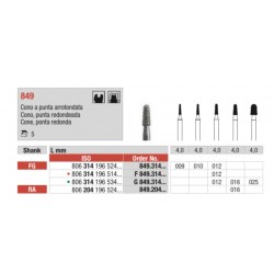 G849-FG Fresa diamantada grano grueso en forma de cono con punta redondeada
