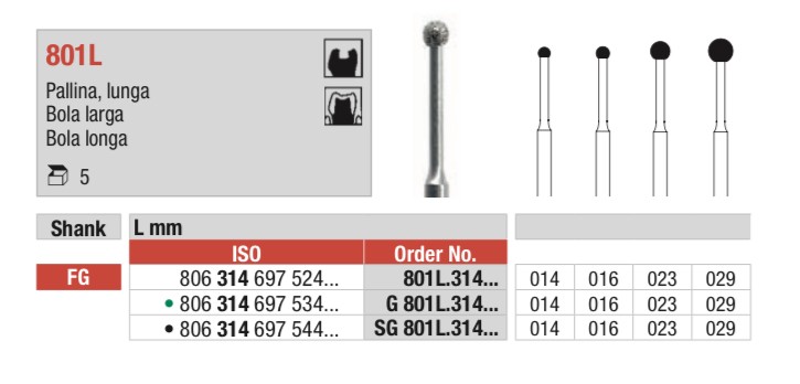 G801L-FG Fresa de bola...