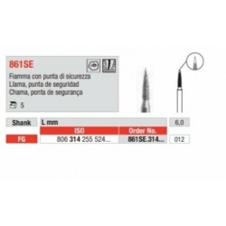 861SE-FG Fresa diamantada grano medio en forma de llama con punta inactiva