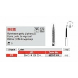 863SE-012-FG Fresa diamantada grano  medio  en forma de llama con punta inactiva