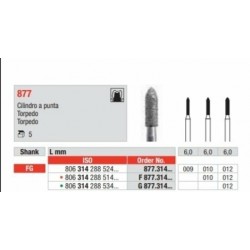 877-FG Fresa diamantada grano medido en forma de cilindro y acabado en punta como un torpedo