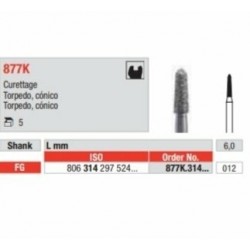 877K-012-FG Fresa diamantada grano medio en forma de torpedo conico