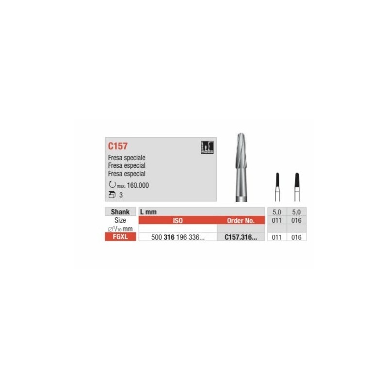 C157-FGXL Fresa quirúrgica extra larga  especial