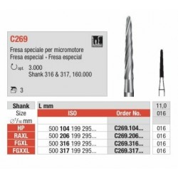 C269-016-FGXL Fresa especial para micromotor extra largo para hueso