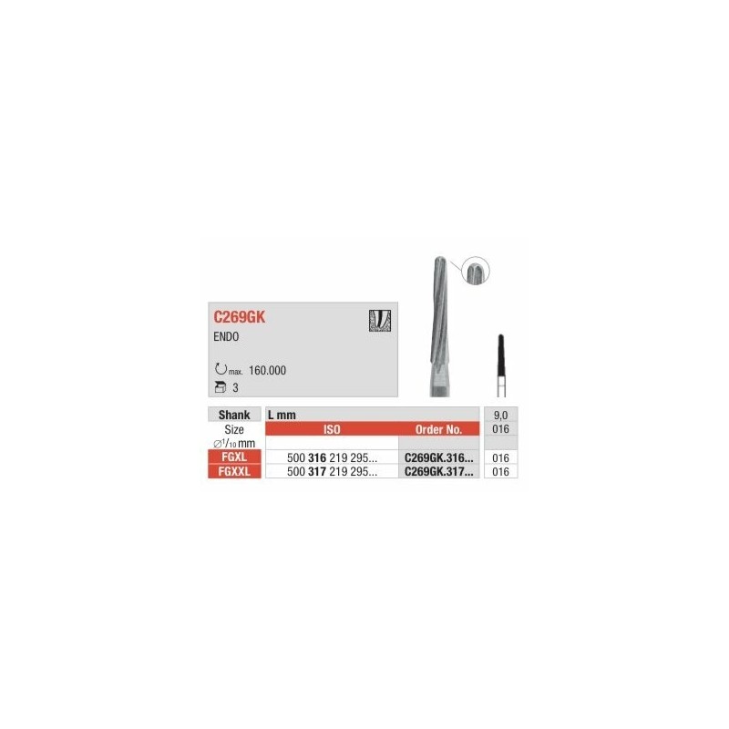 C269GK -016-  FGXL  Fresa extra larga para hueso