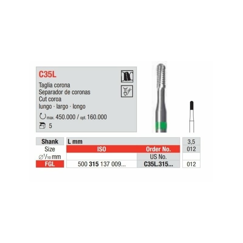 C35L-FGL Fresa para cotar coronas de metal