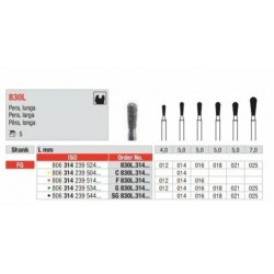 C830L-014-FG Fresa diamantada grano super fino forma de pera larga