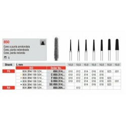 C850-FG Fresa diamantada grano super fino en forma de cono con punta redondeada