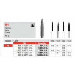 C864-FG Fresa diamantada grano super fino  en forma de llama