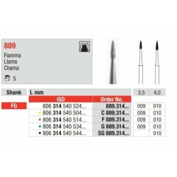 C889-FG Fresa diamantada grano super fino  en forma de llama