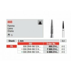 F888-012-FG Fresa diamantada grano fino con forma de llama