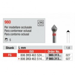 F980-027-FGM Fresa diamantada grano fino  para contornear caras oclusares.