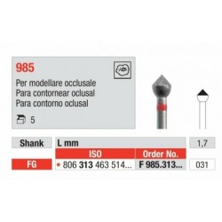F 985-031-FGM Fresa diamantada grano fino  para contornear caras oclusares.