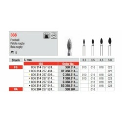 G368-FG Fresa diamantada grano grueso   con forma de balon de rugby.
